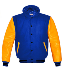 Superb Genuine Yellow Leather Sleeve Letterman College Varsity Kid Wool Jackets #YSL-BSTR-BB-H