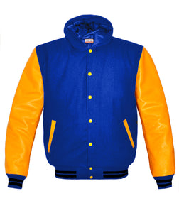 Superb Genuine Yellow Leather Sleeve Letterman College Varsity Men Wool Jackets #YSL-BSTR-YB-H