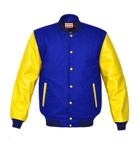 Superb Genuine Yellow Leather Sleeve Letterman College Varsity Kid Wool Jackets #YSL-BSTR-YB