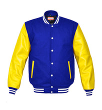 Load image into Gallery viewer, Superb Genuine Yellow Leather Sleeve Letterman College Varsity Kid Wool Jackets #YSL-WSTR-WB