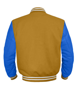 Original American Varsity Blue Leather Sleeve Letterman College Baseball Women Wool Jackets #BLSL-WSTR-BZ