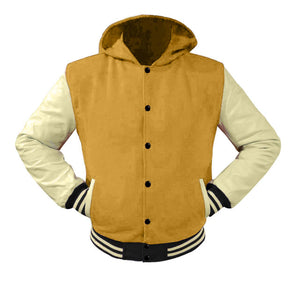 Superb Cream Leather Sleeve Original American Varsity Letterman College Baseball Women Wool Jackets #CRSL-CRSTR-BB-H