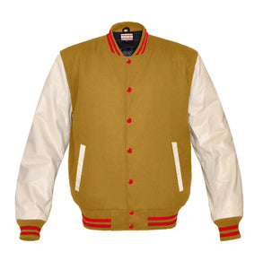 Superb Genuine Cream Leather Sleeve Letterman College Varsity Kid Wool Jackets #CRSL-RSTR-RB