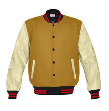 Load image into Gallery viewer, Original American Varsity Real Cream Leather Letterman College Baseball Women Wool Jackets CRSL-RSTR-BB-BBand