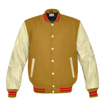 Load image into Gallery viewer, Superb Genuine Cream Leather Sleeve Letterman College Varsity Kid Wool Jackets #CRSL-RSTR-CB