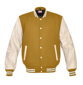 Superb Genuine Cream Leather Sleeve Letterman College Varsity Men Wool Jackets #CRSL-WSTR-WB