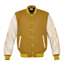 Load image into Gallery viewer, Superb Genuine Cream Leather Sleeve Letterman College Varsity Women Wool Jackets #CRSL-YSTR-YB