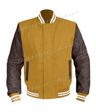 Load image into Gallery viewer, Original American Varsity Dark Brown Leather Sleeve Letterman College Baseball Men Wool Jackets #DBRSL-WSTR-BZ
