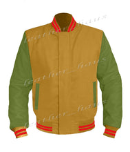 Load image into Gallery viewer, Original American Varsity Green Leather Sleeve Letterman College Baseball Men Wool Jackets #GRSL-RSTR-BZ