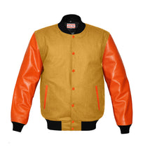 Load image into Gallery viewer, Original American Varsity Real Orange Leather Letterman College Baseball Kid Wool Jackets #ORSL-BSTR-OB-Bband