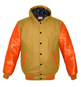 Superb Genuine Orange Leather Sleeve Letterman College Varsity Kid Wool Jackets #ORSL-ORSTR-BB-H