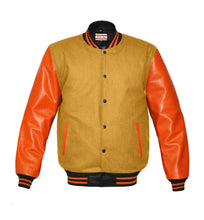 Load image into Gallery viewer, Original American Varsity Real Orange Leather Letterman College Baseball Women Wool Jackets #ORSL-ORSTR-BB-BBand