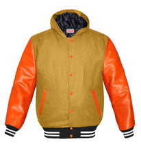 Load image into Gallery viewer, Superb Orange Leather Sleeve Original American Varsity Letterman College Baseball Kid Wool Hoodie Jackets #ORSL-WSTR-OB-H-BBand