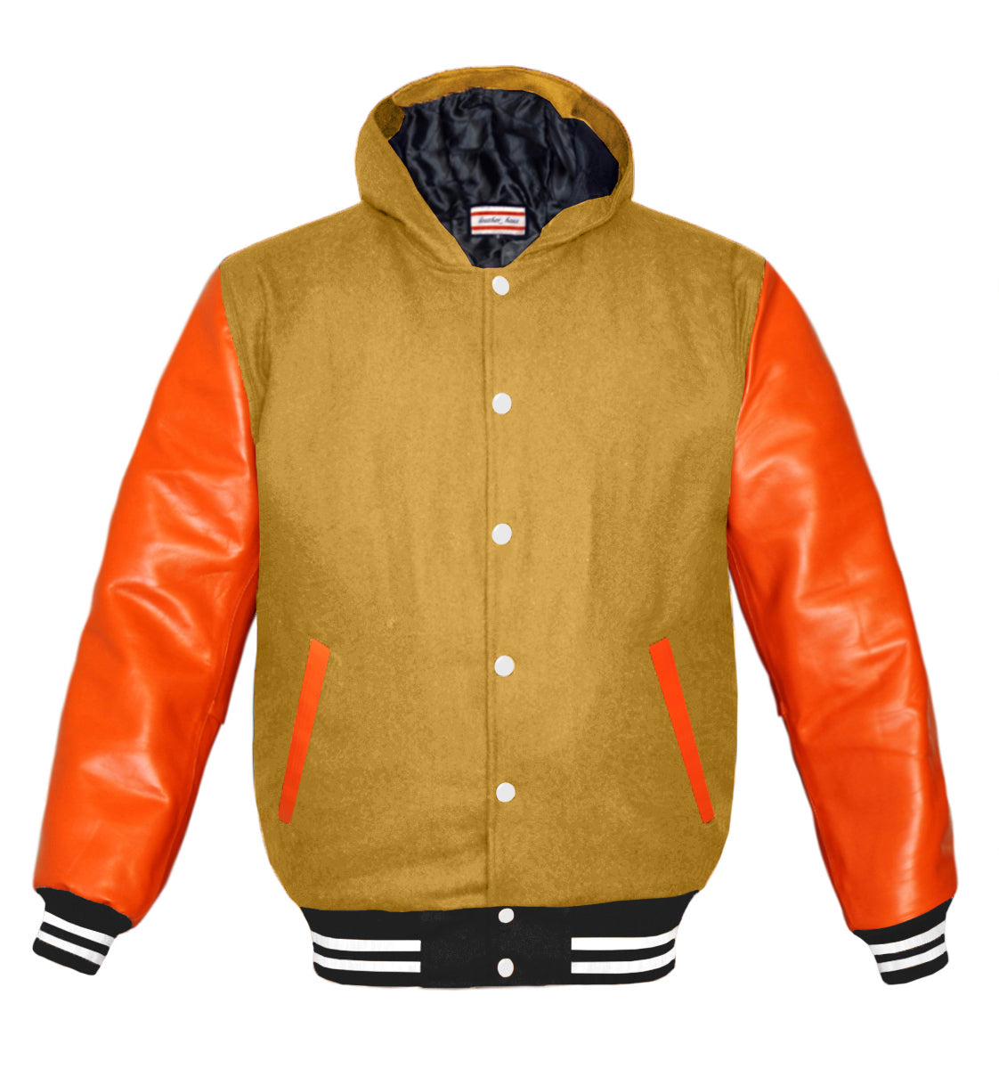 Superb Orange Leather Sleeve Original American Varsity Letterman