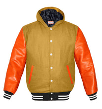 Load image into Gallery viewer, Superb Orange Leather Sleeve Original American Varsity Letterman College Baseball Kid Wool Hoodie Jackets #ORSL-WSTR-WB-H-BBand