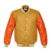 Load image into Gallery viewer, Superb Genuine Orange Leather Sleeve Letterman College Varsity Men Wool Jackets #ORSL-WSTR-WB