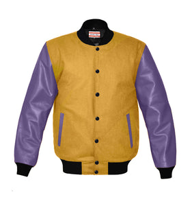 Original American Varsity Real Purple Leather Letterman College Baseball Men Wool Jackets #PRSL-BSTR-BB-Bband