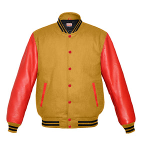 Original American Varsity Real Red Leather Letterman College Baseball Men Wool Jackets #RSL-BSTR-RB