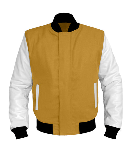 Original American Varsity White Leather Sleeve Letterman College Baseball Men Wool Jackets #WSL-BBand-WP-BZ