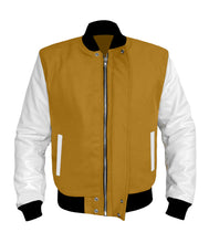 Load image into Gallery viewer, Original American Varsity White Leather Sleeve Letterman College Baseball Men Wool Jackets #WSL-BBand-WP-BZ