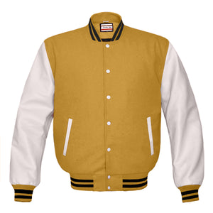 Superb Genuine White Leather Sleeve Letterman College Varsity Men Wool Jackets #WSL-BSTR-WB