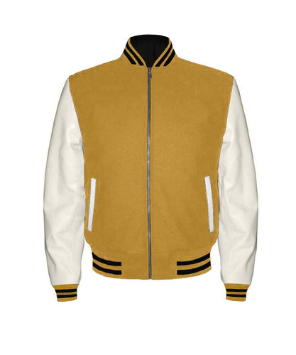 Original American Varsity Real White Leather Letterman College Baseball Men Wool Jackets #WSL-BSTR-ZIP