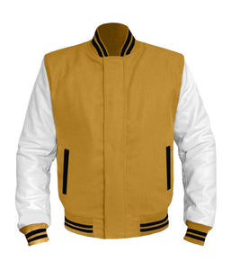 Original American Varsity White Leather Sleeve Letterman College Baseball Kid Wool Jackets #WSL-BSTR-BZ