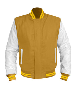 Original American Varsity White Leather Sleeve Letterman College Baseball Kid Wool Jackets #WSL-YSTR-BZ