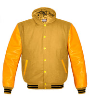 Load image into Gallery viewer, Superb Genuine Yellow Leather Sleeve Letterman College Varsity Kid Wool Jackets #YSL-BSTR-YB-H