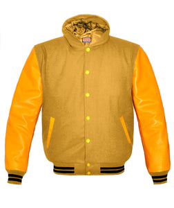 Superb Genuine Yellow Leather Sleeve Letterman College Varsity Women Wool Jackets #YSL-BSTR-YB-H