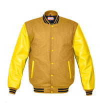 Load image into Gallery viewer, Superb Genuine Yellow Leather Sleeve Letterman College Varsity Men Wool Jackets #YSL-BSTR-YB