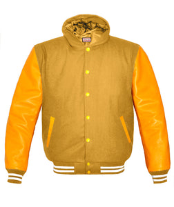 Superb Genuine Yellow Leather Sleeve Letterman College Varsity Men Wool Jackets #YSL-WSTR-YB-H