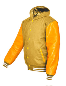 Superb Genuine Yellow Leather Sleeve Letterman College Varsity Men Wool Jackets #YSL-WSTR-YB-H