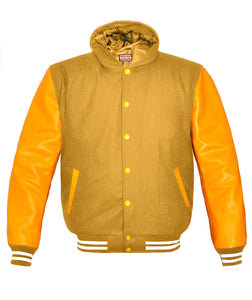 Superb Genuine Yellow Leather Sleeve Letterman College Varsity Women Wool Jackets #YSL-WSTR-YB-H