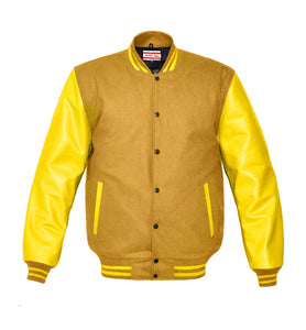 Superb Genuine Yellow Leather Sleeve Letterman College Varsity Men Wool Jackets #YSL-YSTR-BB