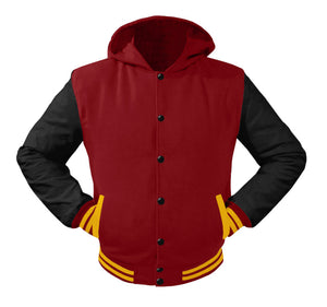 Superb Leather Sleeve Original American Varsity Letterman College Baseball Kid Wool Hoodie Jackets #BSL-YSTR-BB-H