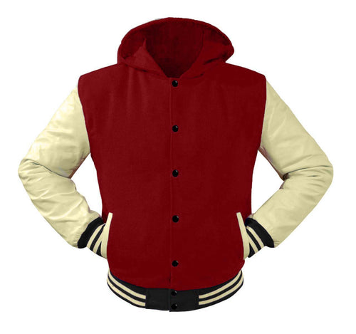 Superb Cream Leather Sleeve Original American Varsity Letterman College Baseball Men Wool Jackets #CRSL-CRSTR-BB-H