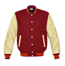Load image into Gallery viewer, Superb Genuine Cream Leather Sleeve Letterman College Varsity Men Wool Jackets #CRSL-ORSTR-CB