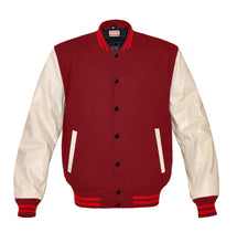 Load image into Gallery viewer, Superb Genuine Cream Leather Sleeve Letterman College Varsity Men Wool Jackets #CRSL-RSTR-BB