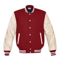 Load image into Gallery viewer, Superb Genuine Cream Leather Sleeve Letterman College Varsity Men Wool Jackets #CRSL-WSTR-WB