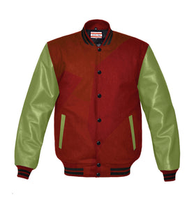 Original American Varsity Green Leather Sleeve Letterman College Baseball Kid Wool Jackets #GRSL-BSTR-BB