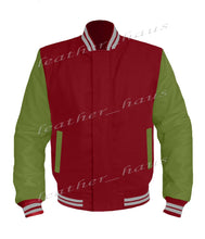 Load image into Gallery viewer, Original American Varsity Green Leather Sleeve Letterman College Baseball Kid Wool Jackets #GRSL-GYSTR-BZ