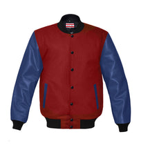 Load image into Gallery viewer, Original American Varsity Navy Leather Sleeve Letterman College Baseball Men Wool Jackets #NVSL-BSTR-BB_BBand