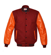 Load image into Gallery viewer, Superb Genuine Orange Leather Sleeve Letterman College Varsity Men Wool Jackets #ORSL-BSTR-BB