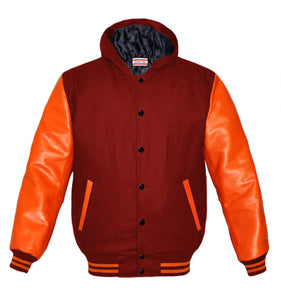 Superb Genuine Orange Leather Sleeve Letterman College Varsity Kid Wool Jackets #ORSL-ORSTR-BB-H