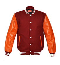 Load image into Gallery viewer, Superb Genuine Orange Leather Sleeve Letterman College Varsity Men Wool Jackets #ORSL-WSTR-WB