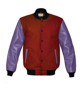 Original American Varsity Real Purple Leather Letterman College Baseball Men Wool Jackets #PRSL-BSTR-BB-Bband