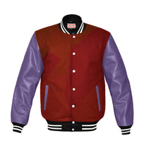 Load image into Gallery viewer, Original American Varsity Real Purple Leather Letterman College Baseball Women Wool Jackets #PRSL-WSTR-WB-BBand