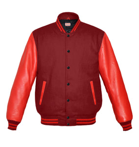 Original American Varsity Real Red Leather Letterman College Baseball Kid Wool Jackets #RSL-RSTR-BB