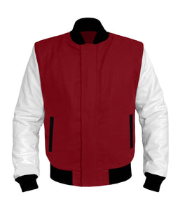 Original American Varsity White Leather Sleeve Letterman College Baseball Men Wool Jackets #WSL-BBand-BZ